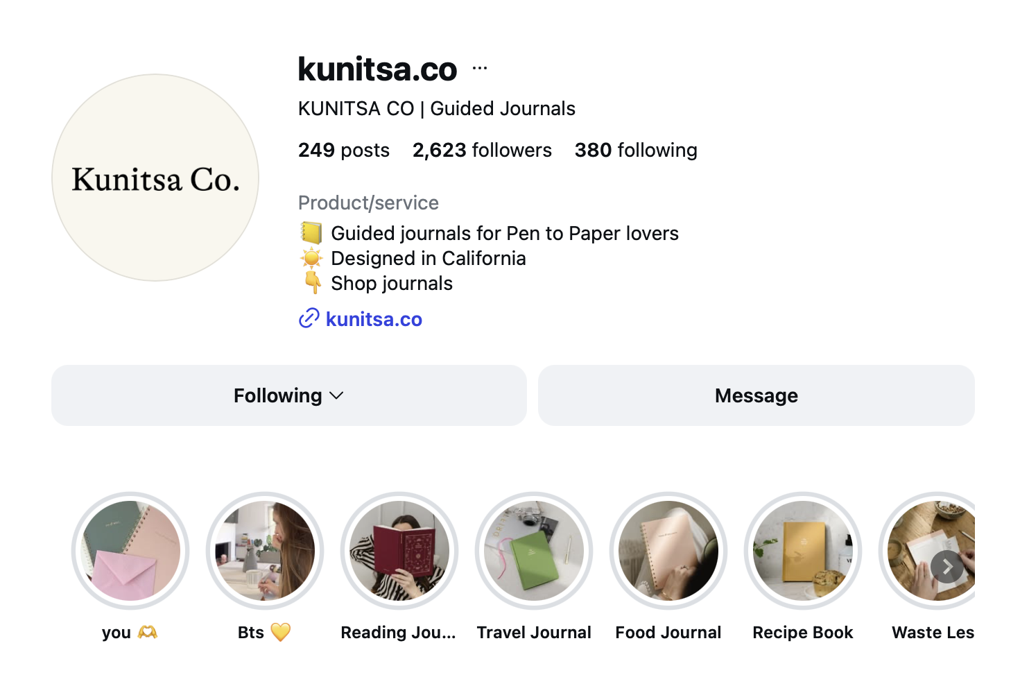 Kunitsa Co Instagram profile